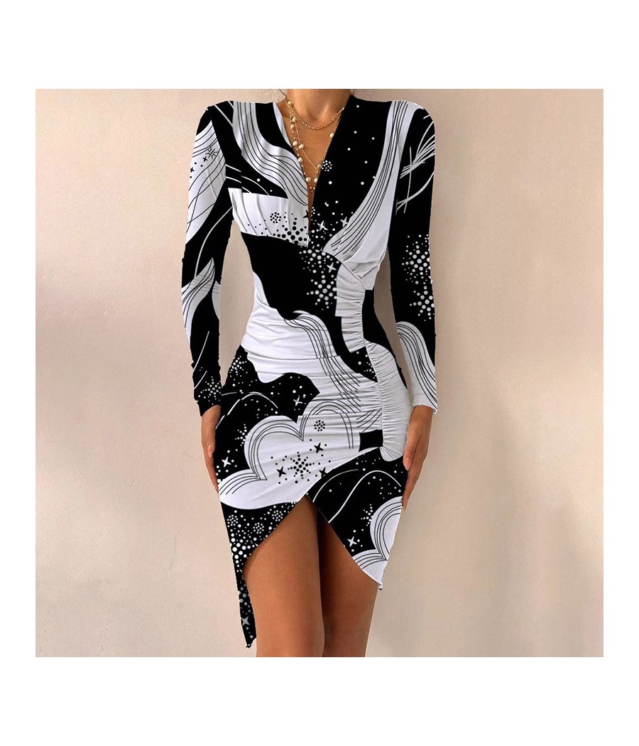 Print Long Sleeve Bodycon...