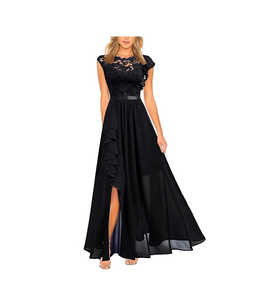 Black Sleeveless High Waist Long Dress Lace Dress Evening Dress