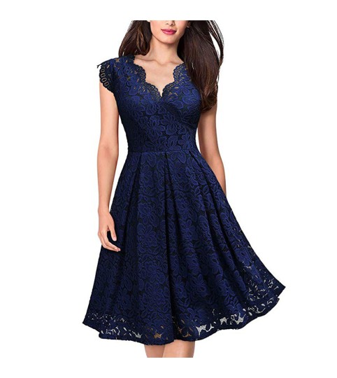 Vintage Lace V-neck Sleeveless Party Dress